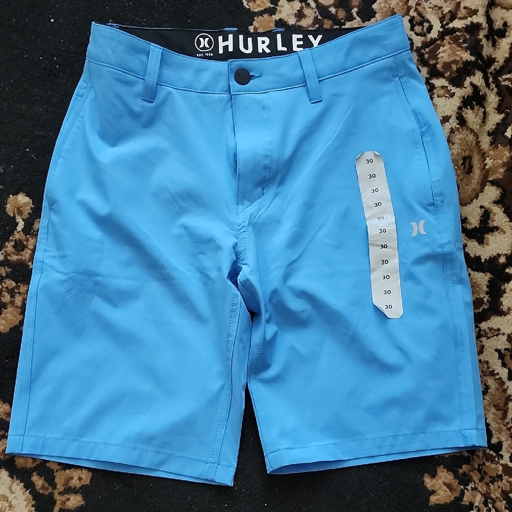 Hurley Athletic Shorts Lightweight Design; Waist:30, Light Blue